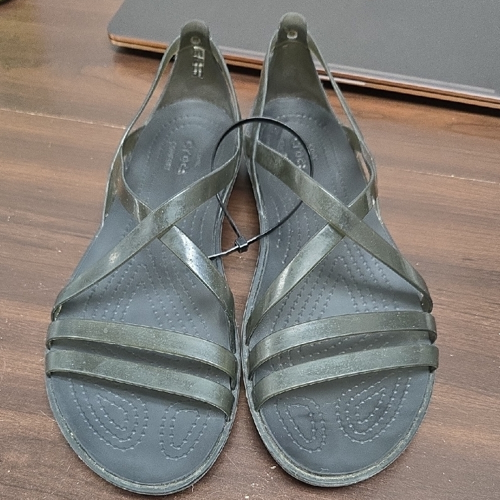 Crocs Size 10 Black Isabella Strappy Sandals